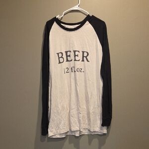 Black and White Raglan Sleeve Men's Shirt